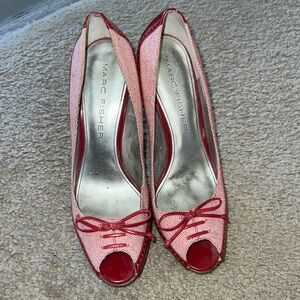 Marc Fisher Women’s Stiletto Patent Leather Open Toe Heel